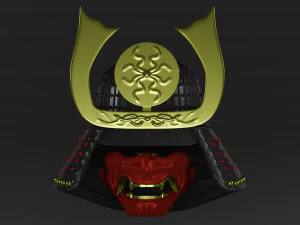 helm samurai dan topeng kabuto dan mengo Model 3D