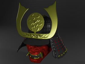 samurais helmet and mask kobuto and mengo Modelo 3D