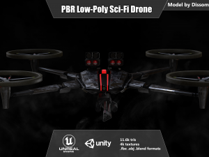 gameready sci-fi assault drone 3D Model
