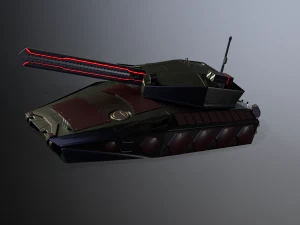 gameready sci-fi heavy tank with railgun 3D Model