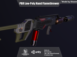gameready pbr hand flamethrower Modelo 3D