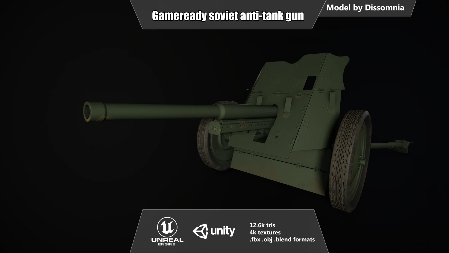 gameready soviet anti-tank 3D Model .c4d .max .obj .3ds .fbx .stl .blend