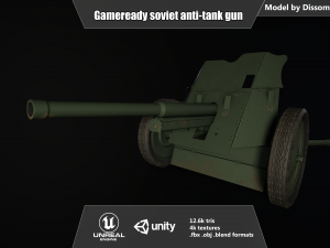 gameready soviet anti-tank 3D Model