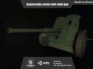 antitanque soviético listo para el juego Modelo 3D