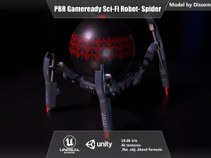 gameready pbr ficção científica robô-aranha Modelo 3D