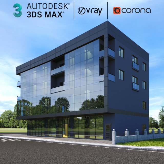 modern residential building exterior design Modello 3D .c4d .max .obj .3ds .fbx .stl .blend 