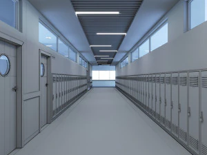 school hallway interior scene 3D Model
