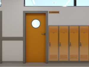 school hallway interior scene 3D Model