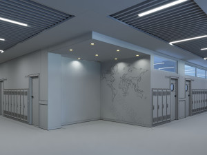 school hallway interior scene 3D Model