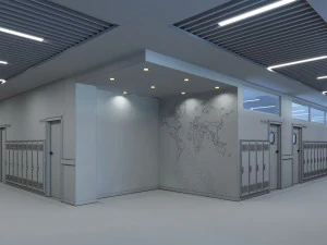 school hallway interior scene 3D Model
