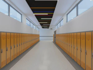 school hallway interior scene 3D Model