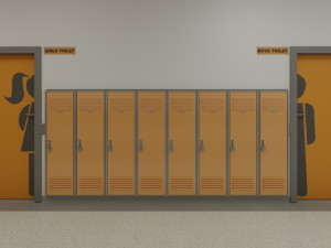 school hallway interior scene 3D Model