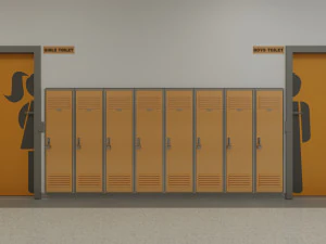 school hallway interior scene 3D Model