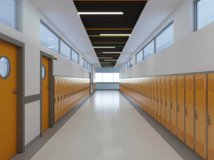 school hallway interior scene 3D Model