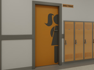 school hallway interior scene 3D Model