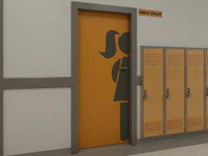 school hallway interior scene 3D Model