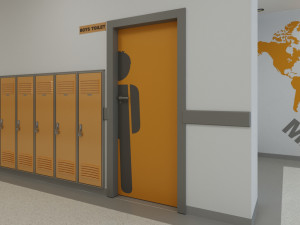 school hallway interior scene 3D Model