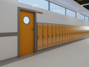 school hallway interior scene 3D Model