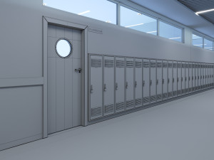 school hallway interior scene 3D Model