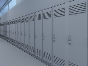 school hallway interior scene 3D Model