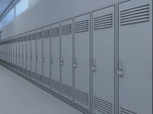 school hallway interior scene 3D Model