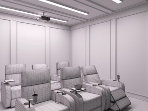 3d cinema room home theatre Modello 3D
