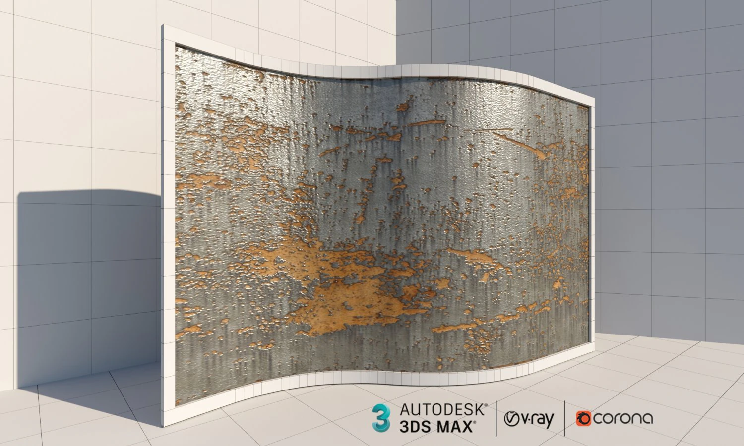 pared de metal oxidado Modelo 3D .c4d .max .obj .3ds .fbx .stl .blend 
