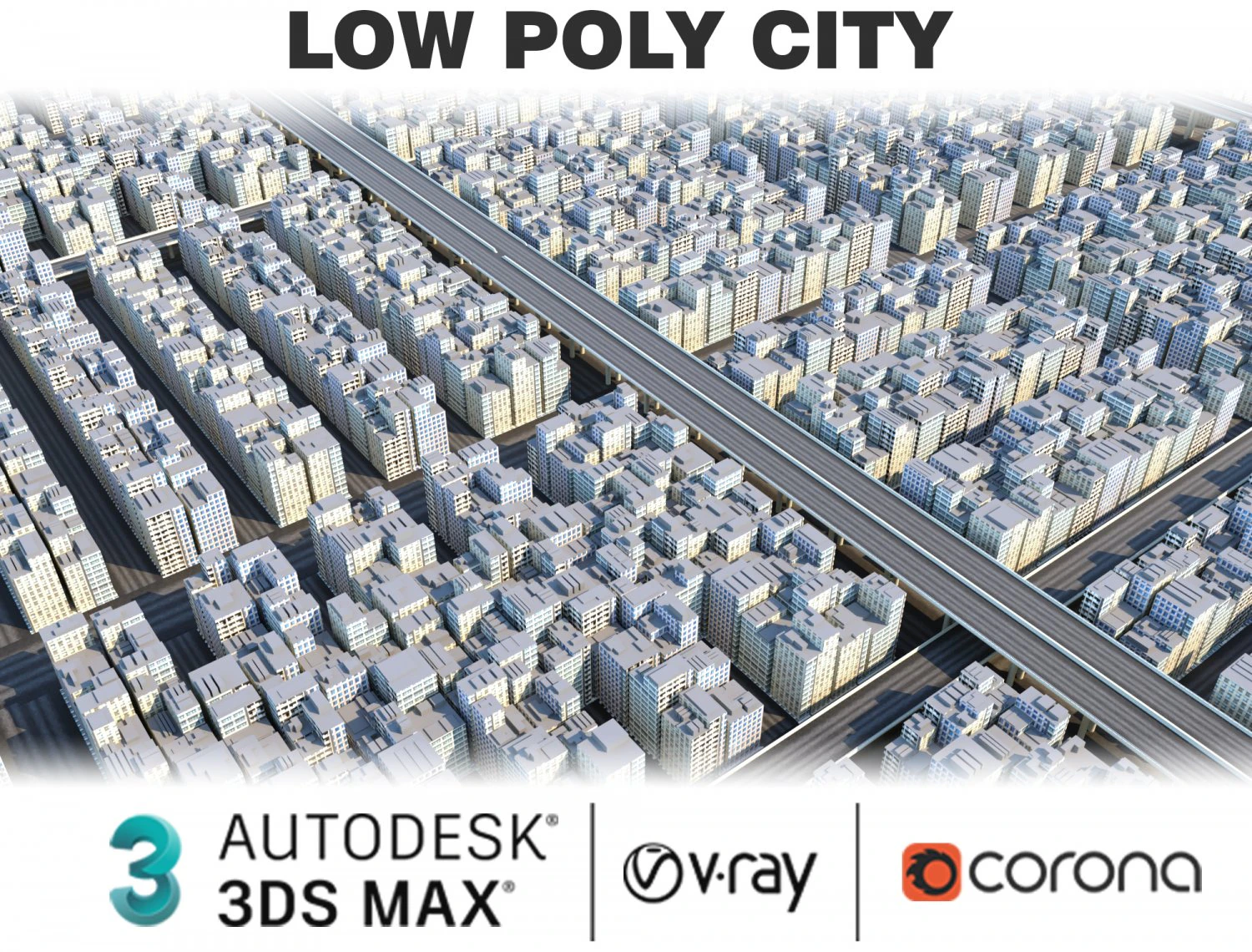 low-poly city 3D Model .c4d .max .obj .3ds .fbx .stl .blend 