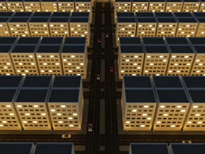 night city block low-poly 3d realistic design 3D Model