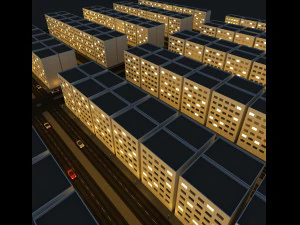 night city block low-poly 3d realistic design 3D Model