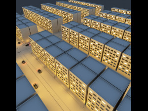 night city block low-poly 3d realistic design 3D Model