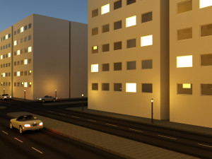 night city block low-poly 3d realistic design 3D Model