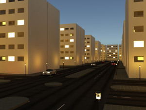 night city block low-poly 3d realistic design 3D Model