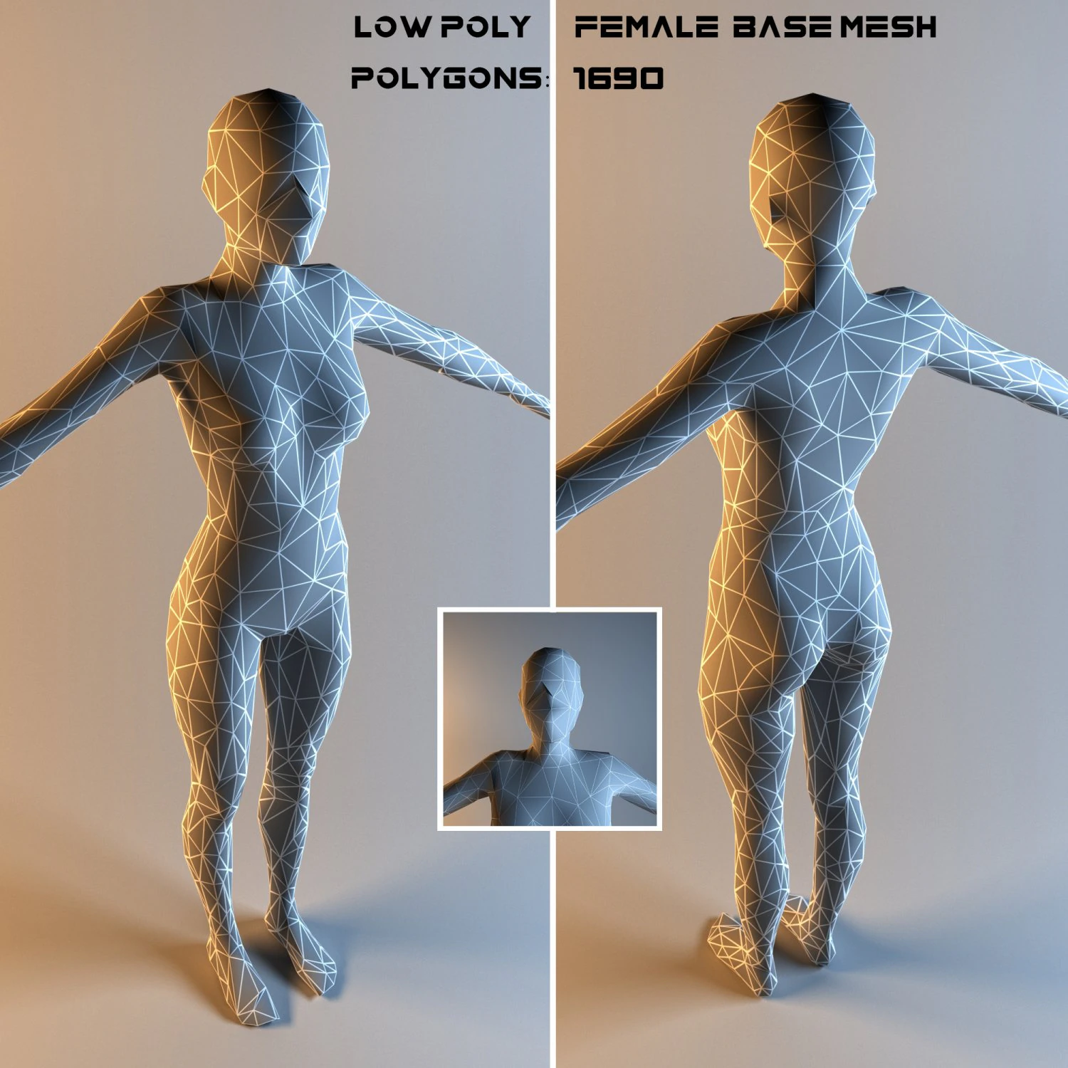 low poly base mesh female 3D Model .c4d .max .obj .3ds .fbx .stl .blend