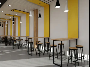 cafeteria restaurant interior design 3D Model