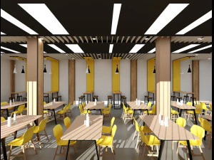 cafeteria restaurant interior design 3D Model