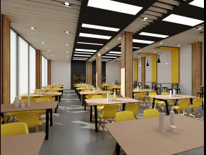 cafeteria restaurant interior design 3D Model