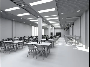 cafeteria restaurant interior design 3D Model