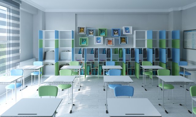 classroom interior scene Modèle 3D .c4d .max .obj .3ds .fbx .stl .blend 