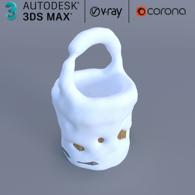 bucket covered with snow model 3D Модель .c4d .max .obj .3ds .fbx .stl .blend 