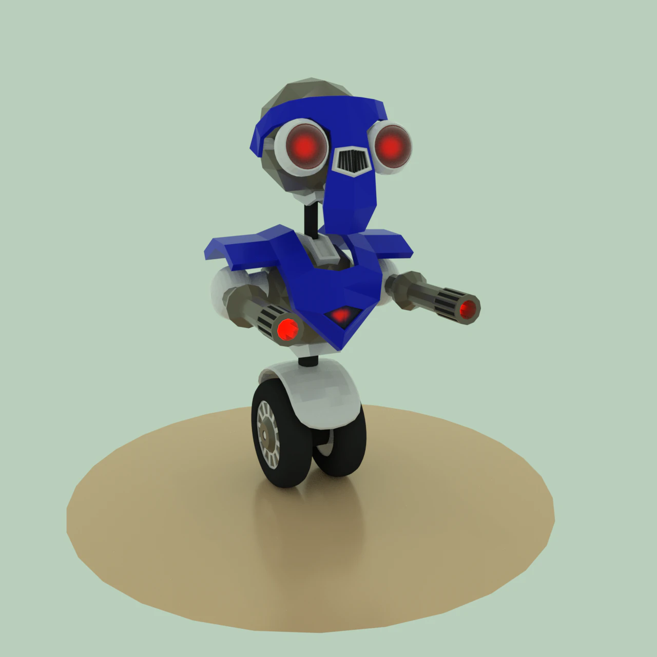 robot on wheels with two 3D Model .c4d .max .obj .3ds .fbx .stl .blend 