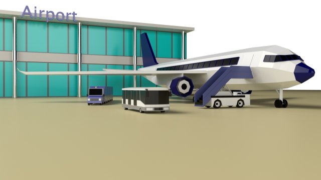 low poly airport pack maya file Modèle 3D .c4d .max .obj .3ds .fbx .stl .blend 