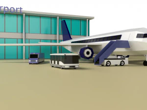 file maya del pacchetto aeroportuale low poly Modello 3D