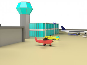 low poly airport pack maya file Modèle 3D