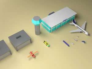 file maya del pacchetto aeroportuale low poly Modello 3D