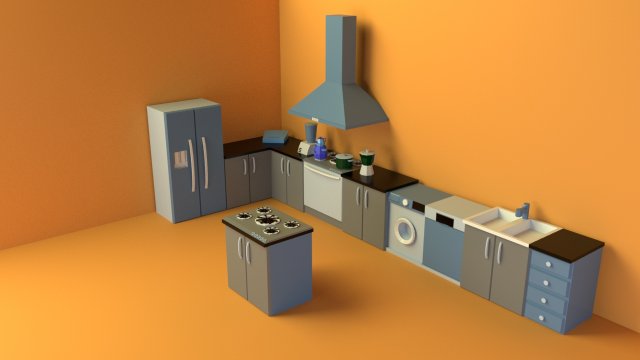 low poly kitchen maya obj file Modèle 3D .c4d .max .obj .3ds .fbx .stl .blend 