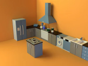 Plik obj kuchni Maya o niskiej zawartości poli Model 3D