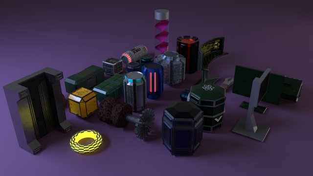 sci-fi objects with texture 3D Model .c4d .max .obj .3ds .fbx .stl .blend 