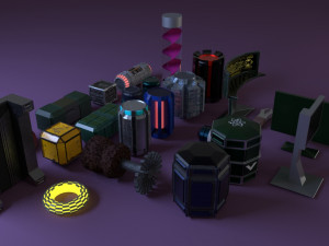 sci-fi objects with texture 3Dモデル