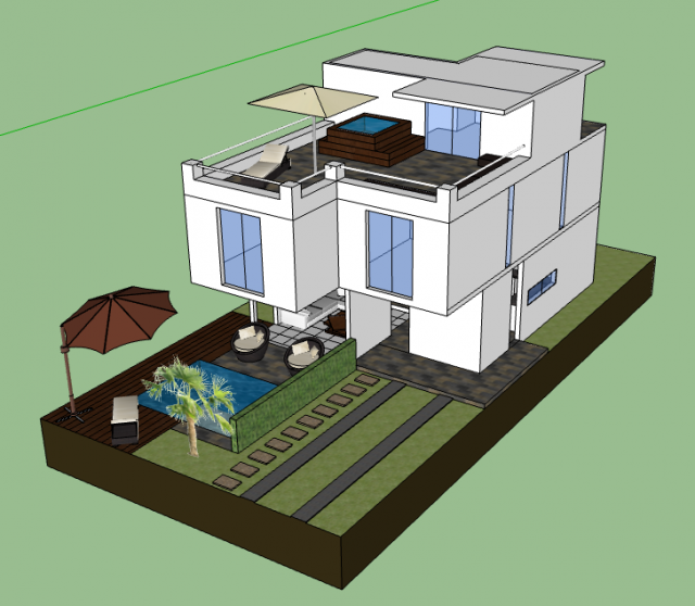 modern house 3D Модель .c4d .max .obj .3ds .fbx .stl .blend 